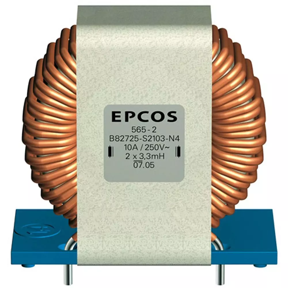 Epcos B82725S Series Ferrite Power Line Choke 12.5 mΩ DC Resistance and 10 Amp Currect 2.8 mH Inductance, B82725S2103N003