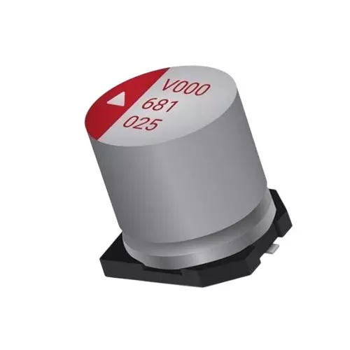 KYOCERA AVX Aluminum Polymer Capacitor 680 uF Capacitance 25 VDC SMD/SMT Termination, 581-APV1012681M025R