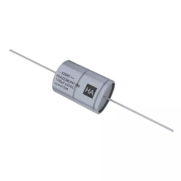 Kemet Aluminum Hybrid Polymer Capacitor 1100 uF Capacitance 63 VDC Axial Termination, 80-PHA223MLP4110ME4