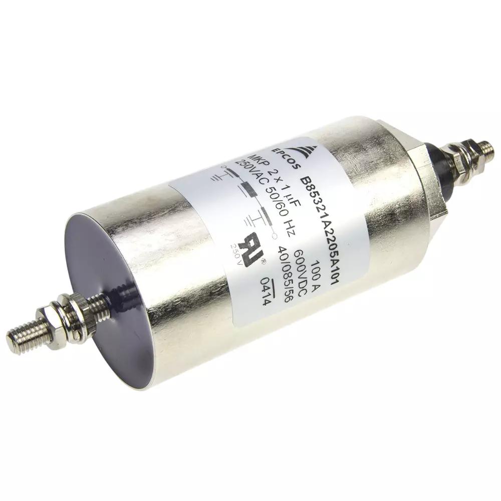 Epcos B85321 Series Feedthrough Capacitor 2 x 1.0 µF Capacitance 250 V AC, 600 V DC, B85321A2205A101 (Pack of 6)