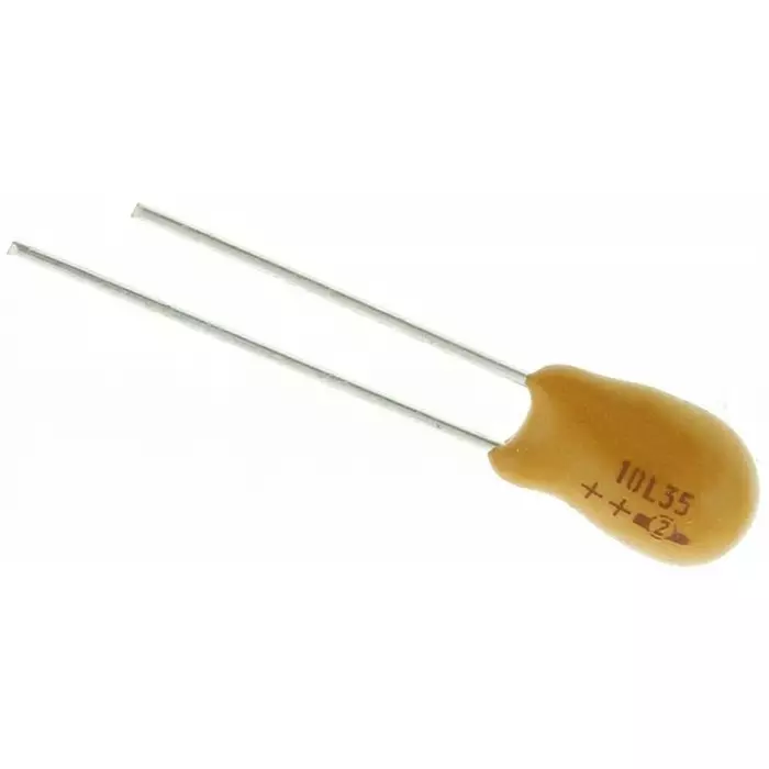 Vishay Tantalum Capacitor Through Hole Mount 35 V DC 10 µF Capacitance, 489D106X0035F1VE3 (Pack of 5)