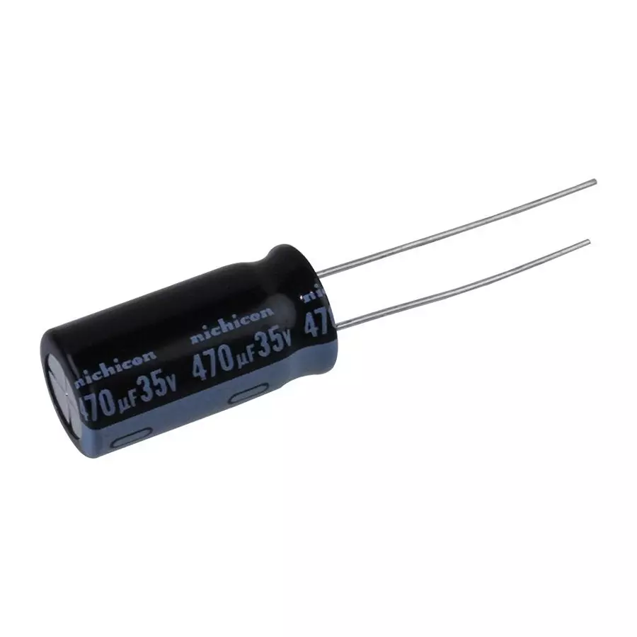 NICHICON Aluminum Electrolytic Capacitor, 470Uf, 35V, 20%, Radial, UHE1V471MPD1TD