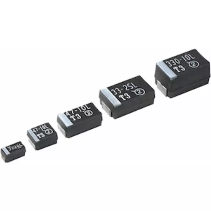 Vishay Tantalum Capacitor Surface Mount 10 V DC 470 µF Capacitance, 293D477X9010E2TE3 (Pack of 5)