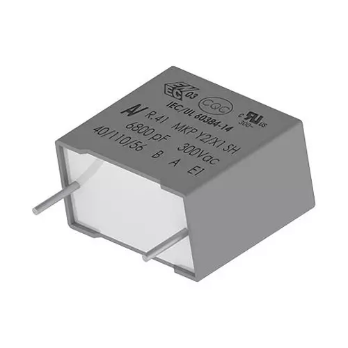 KEMET Safety Capacitor Through Hole Mount 1500 pF Capacitance, R413F11500000M (Pack of 10)