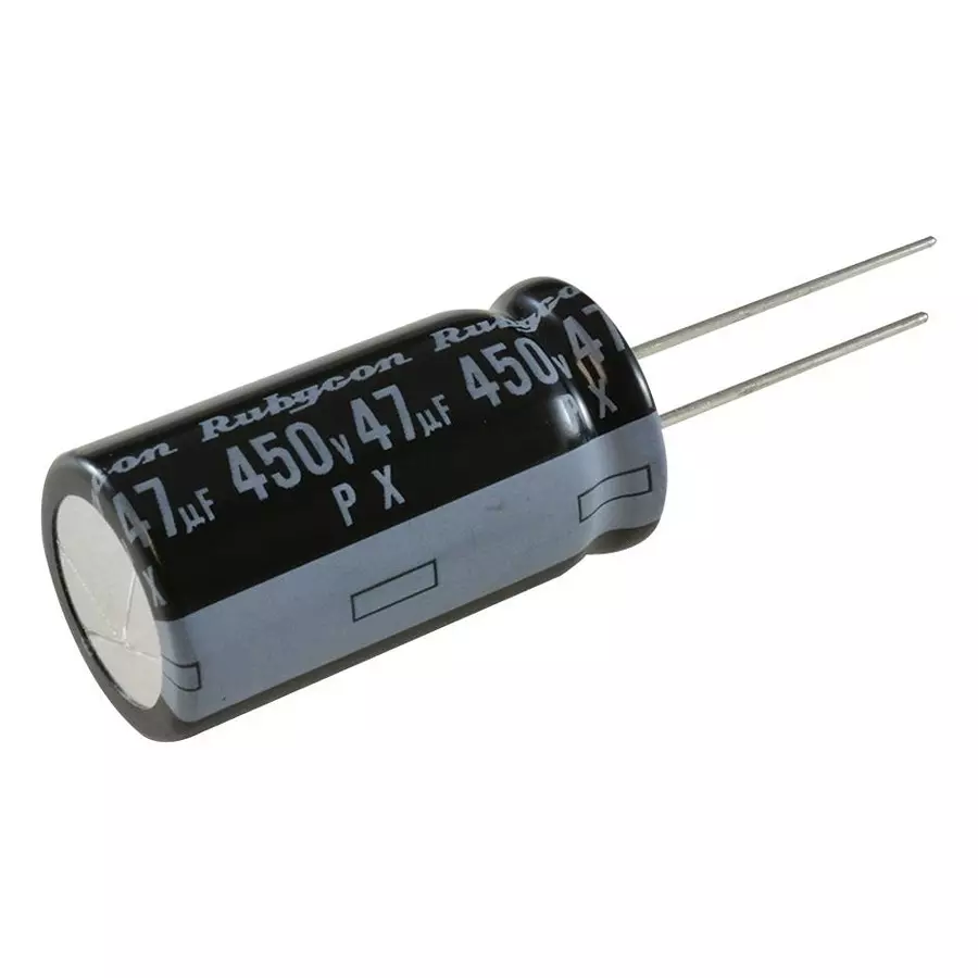 RUBYCON Aluminum Electrolytic Capacitor, 47Uf, 450V, 20%, Radial, 450PX47MEFC16X31.5