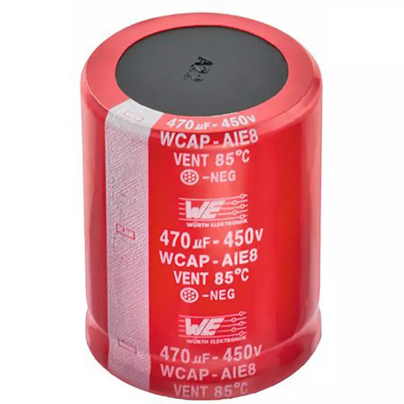 WURTH ELEKTRONIK Electrolytic Capacitor 390 μF Capacitance ±20% Tolerance 2.38 A Ripple Current, 861221486022