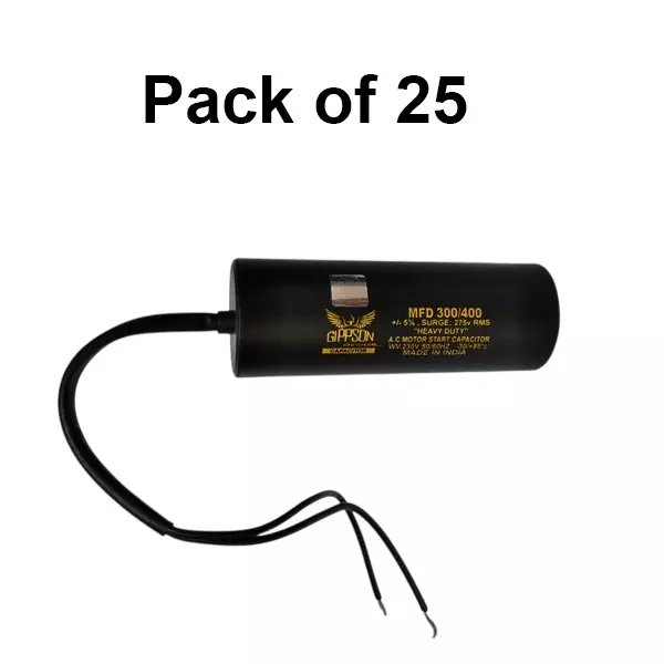 Gippson Heavy Duty Starting Condensor 2 Phase 300 /400 MFD (Pack of 25)