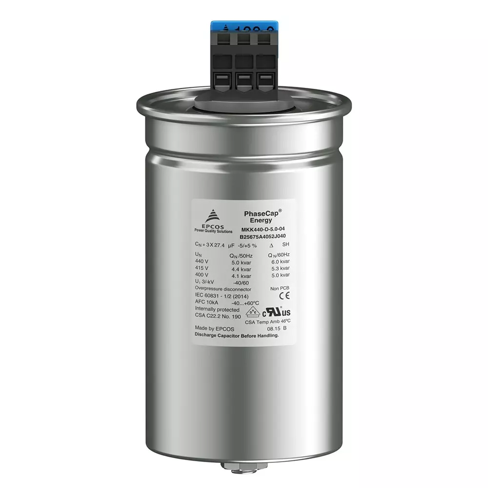 Epcos MKK Series Power Factor Correction Capacitor 3 x 92.4 µF Capacitance 3 Phase 415 V AC, B25675C4152J015 (Pack of 9)