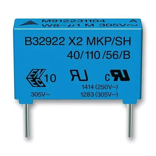 EPCOS CAP, 0.33µF, 10%, PP, B32922D3334K000 (Pack of 5)