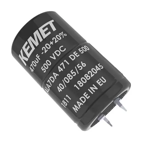 Kemet Snap In / Screw Terminal Aluminium Electrolytic Capacitor 470µf, 500V, Alu Elec, Snap-In, ALA7DA471DE500