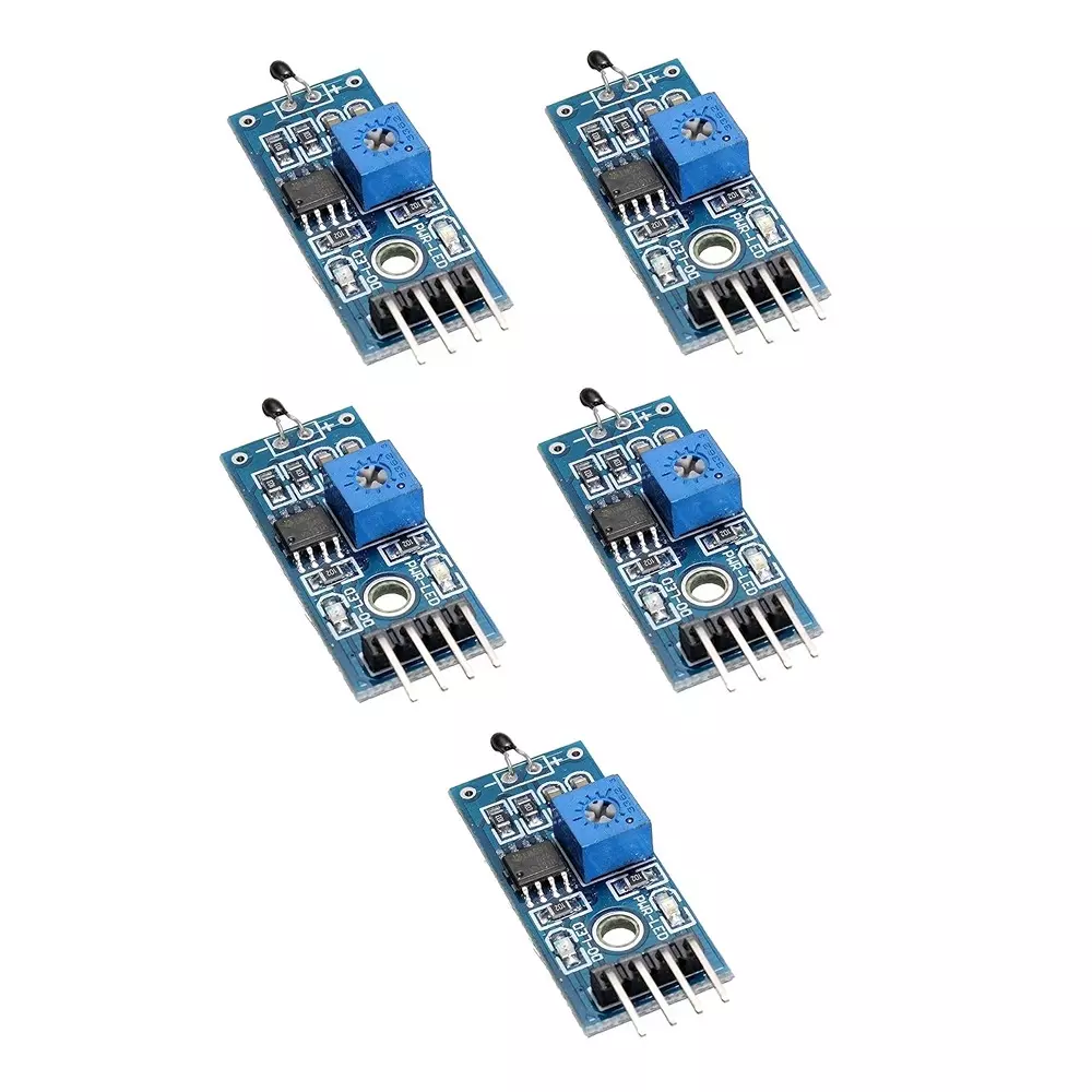 Invento Thermistor Temperature Sensor Module 4-Pin 3.3-5 V Voltage with Bolt Hole, LM393 (Pack of 5 Pcs)