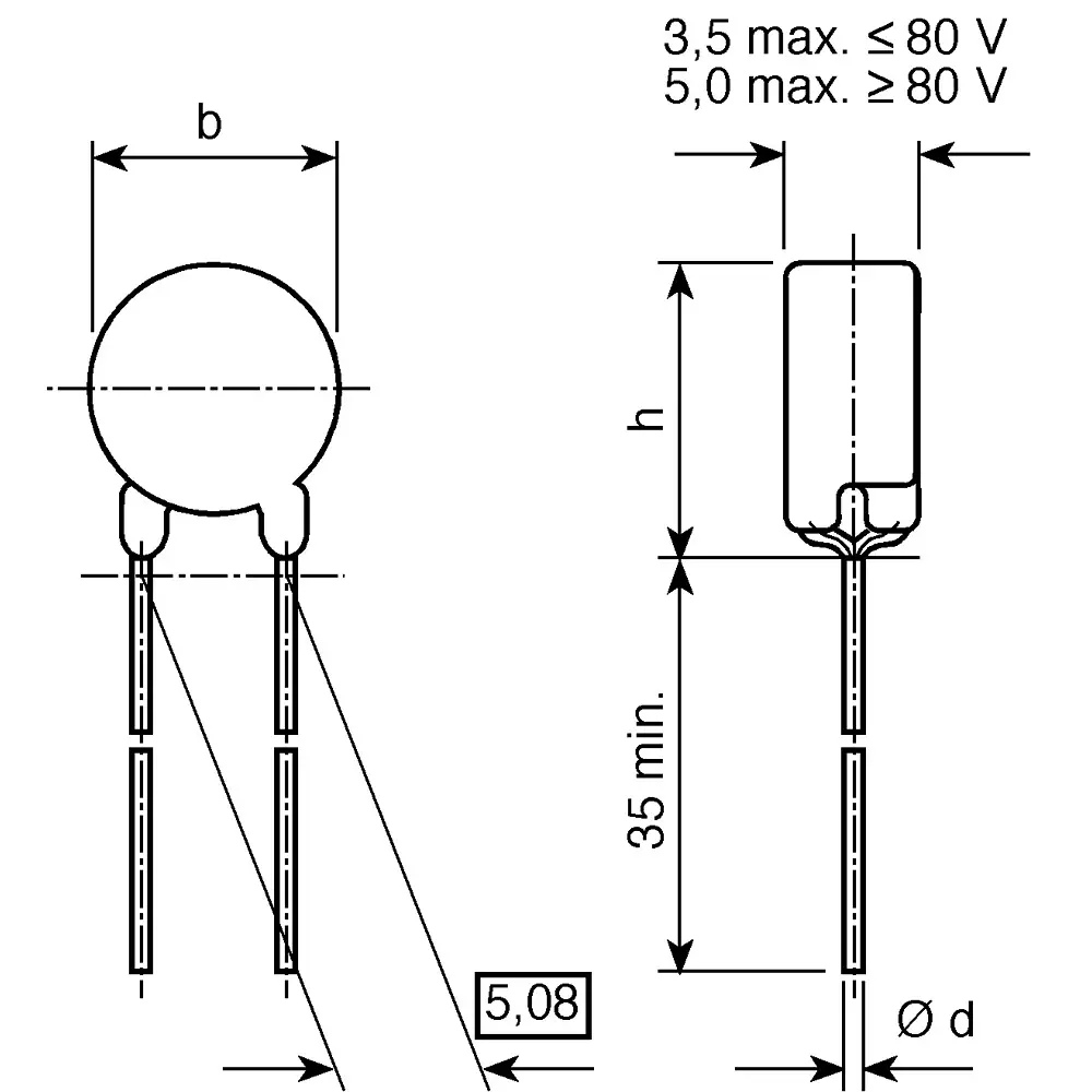 Epcos B598 Series PTC Type Thermistor 10 Ω Resistance +125°C Operating Temperature, B59850C0120A070