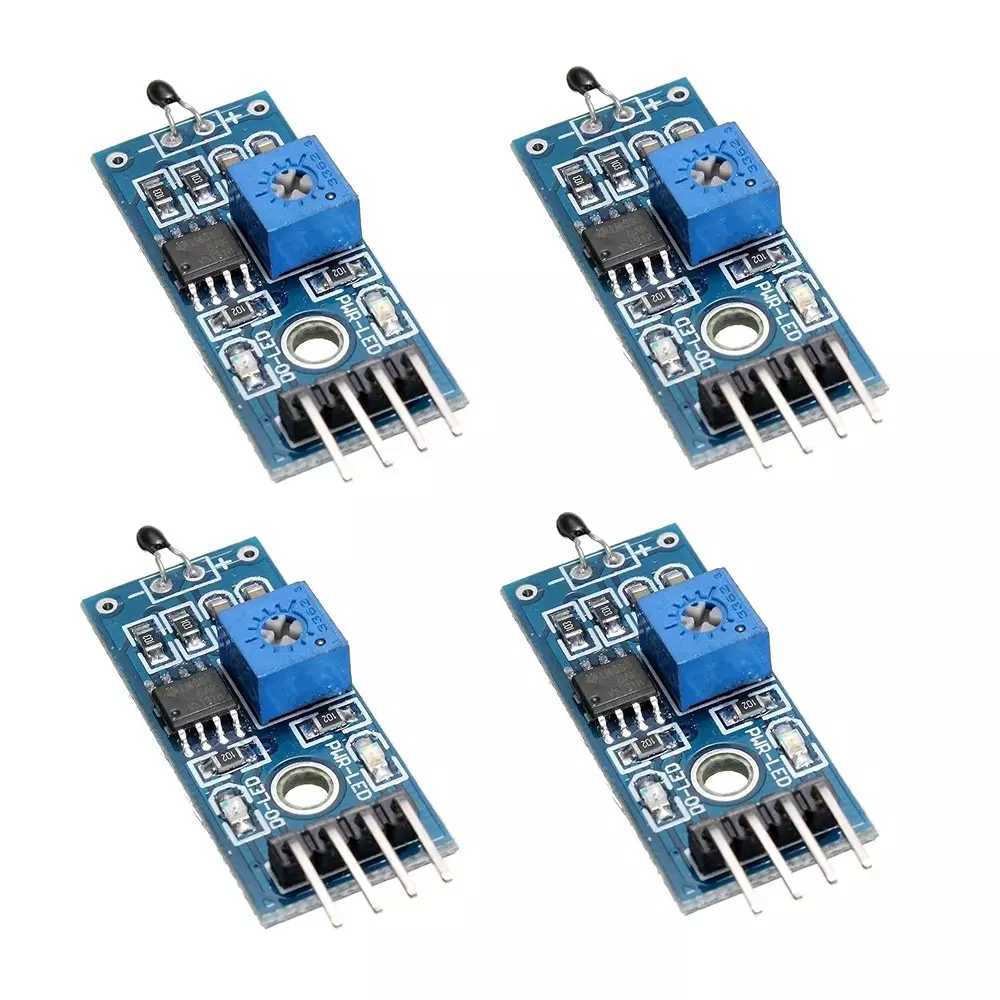 Invento Thermistor Temperature Sensor Module 4-Pin 3.3-5 V Voltage with Bolt Hole, LM393 (Pack of 4 Pcs)