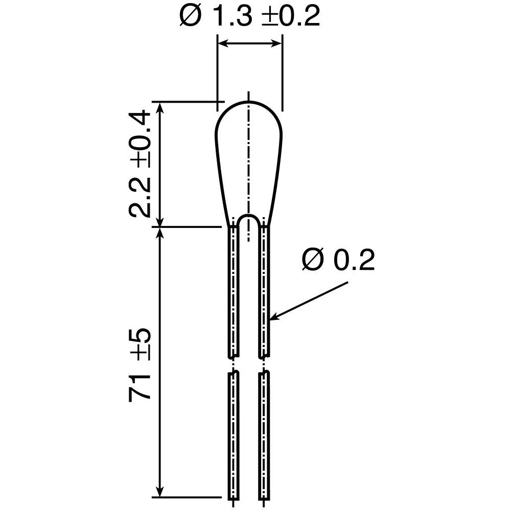 Epcos B57551G1 Series NTC Type Thermistor 10 kΩ Resistance 32 mW Maximum Power Rating, B57551G1103F000 (Pack of 5)