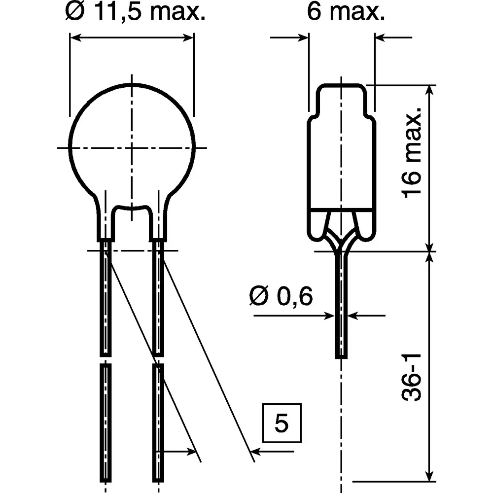Epcos B57235S0 Series NTC Type Thermistor 25 Ω Resistance 2100 mW Maximum Power Rating, B57236S0250M000