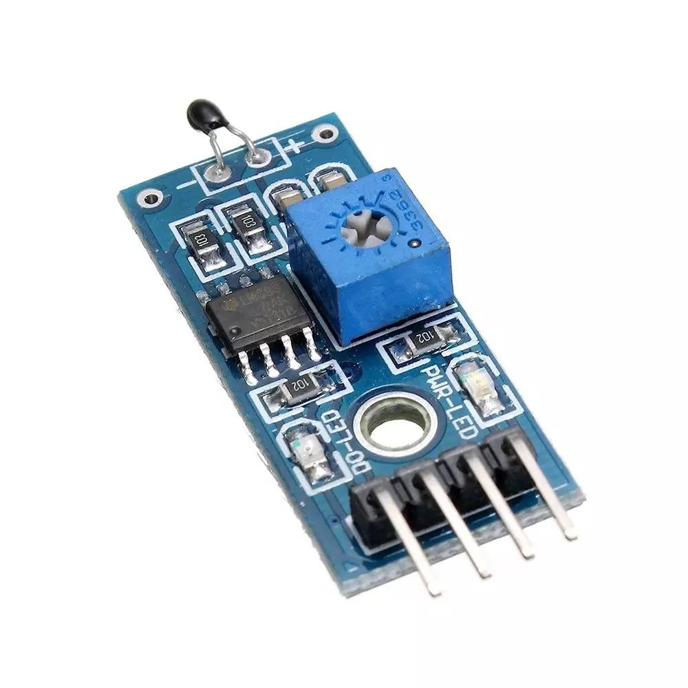 Invento Thermistor Temperature Sensor Module 4-Pin 3.3-5 V Voltage with Bolt Hole, LM393 (Pack of 12 Pcs)