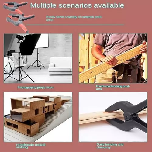 Malfah Enterprises Spring Clamps with Flexible Jaw Pads & Anti-Slip 93, 128, 165 mm Length Black & Red for Woodworking, Backdrop & Photo Studio, SC-249112 (Pack of 9 Pcs)