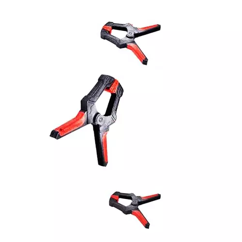 Malfah Enterprises Spring Clamps with Flexible Jaw Pads & Anti-Slip 93, 128, 165 mm Length Black & Red for Woodworking, Backdrop & Photo Studio, SC-249112 (Pack of 3 Pcs)