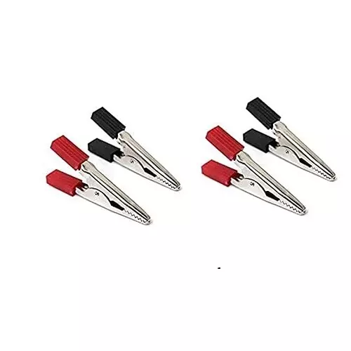 GENERIC Insulated Alligator Clips 45 mm Medium Size 15 mm (0.59 inch) Max. Jaw Opening Width, EP025 (Pack of 4 Pcs)