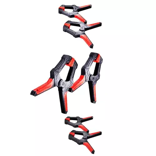 Malfah Enterprises Spring Clamps with Flexible Jaw Pads & Anti-Slip 93, 128, 165 mm Length Black & Red for Woodworking, Backdrop & Photo Studio, SC-249112 (Pack of 6 Pcs)