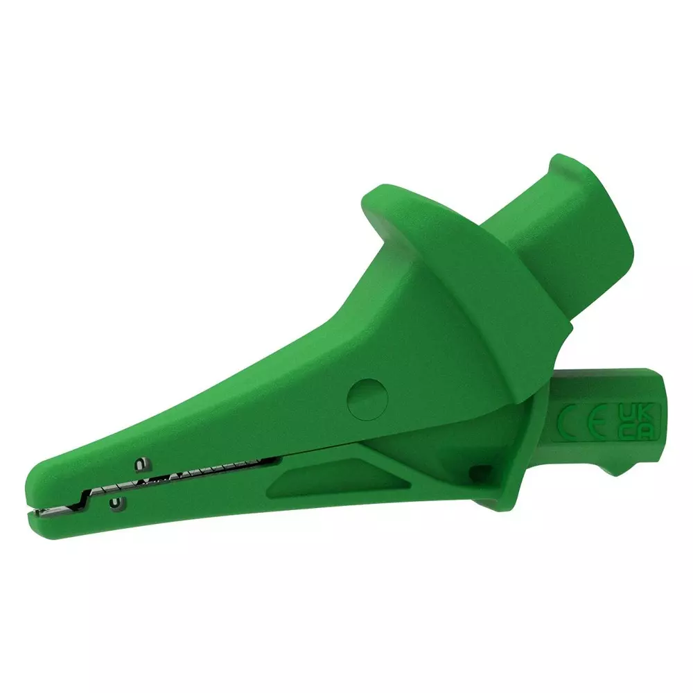 CAL TEST ELECTRONICS Alligator Clip, Green, 20A, 1.2", Ct4501-5