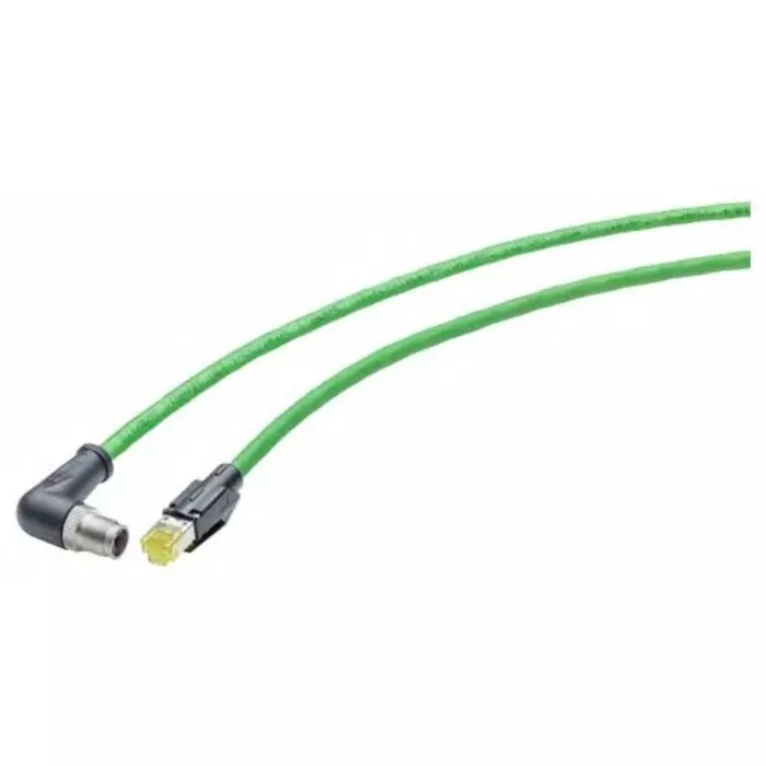 Siemens 500mm Cat6a, Green M12 to Male RJ45, Aluminium foil with a Braided Tin-Plated copper wire screen Shielded, 6XV18785SE50