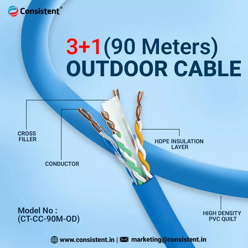 Consistent 3+1 Outdoor Cable 90 m Copper Cable Blue, Consistent