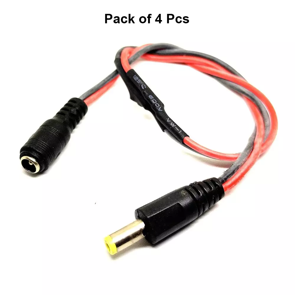 invento-dc-jack-plug-silicone-power-cable-male-to-female-300-mm-length-20-awg-tinned-copper-conductor-isc-3006-c2-pack-of-4-pcs