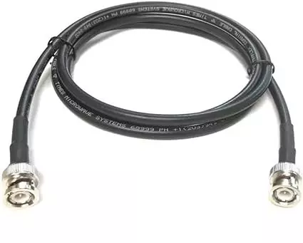 NBR RG-58 BNC Male to BNC Male Coaxial Extension Cable PVC Jacket Copper Conductor 50 Ω Impedance 30.48 cm (1 Ft), Black