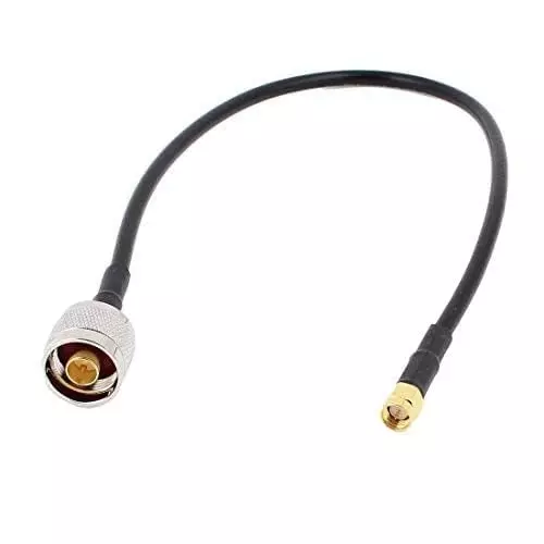 NBR RG-58 N Male to SMA Male Ultra Low Loss Antenna Extension Cable PVC Jacket 15 cm, Black