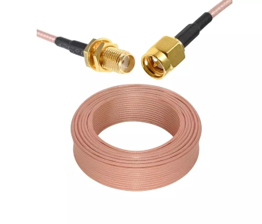 NBR RG-316 SMA Male to SMA Female Low Loss Coaxial Cable PVC Jacket PTFE Insulation 50 Ω Impedance 7 m, Brown