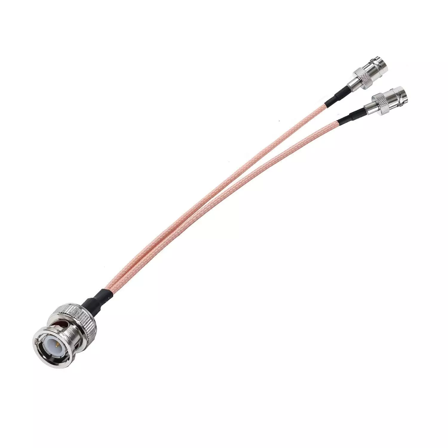 NBR RG-316 BNC Male to Dual BNC Female Splitter V-Type Cable Extension Cable 50 Ω Impendace 10 cm Length, Multi Color