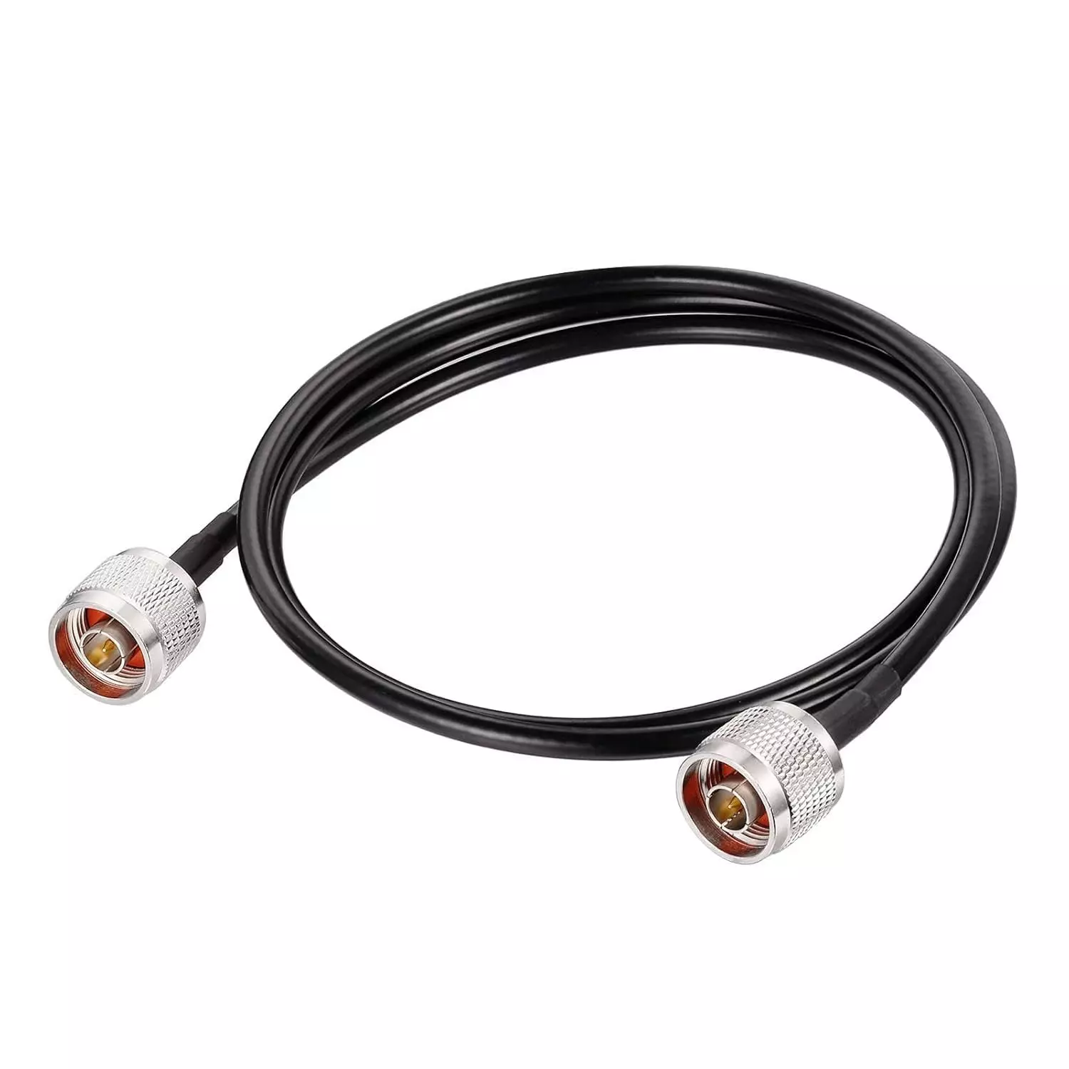 NBR RG-58 N-Male to N-Male Coaxial Extension Cable PVC Jacket Tinned Copper Conductor 50 Ω Impedance 2 m, Black