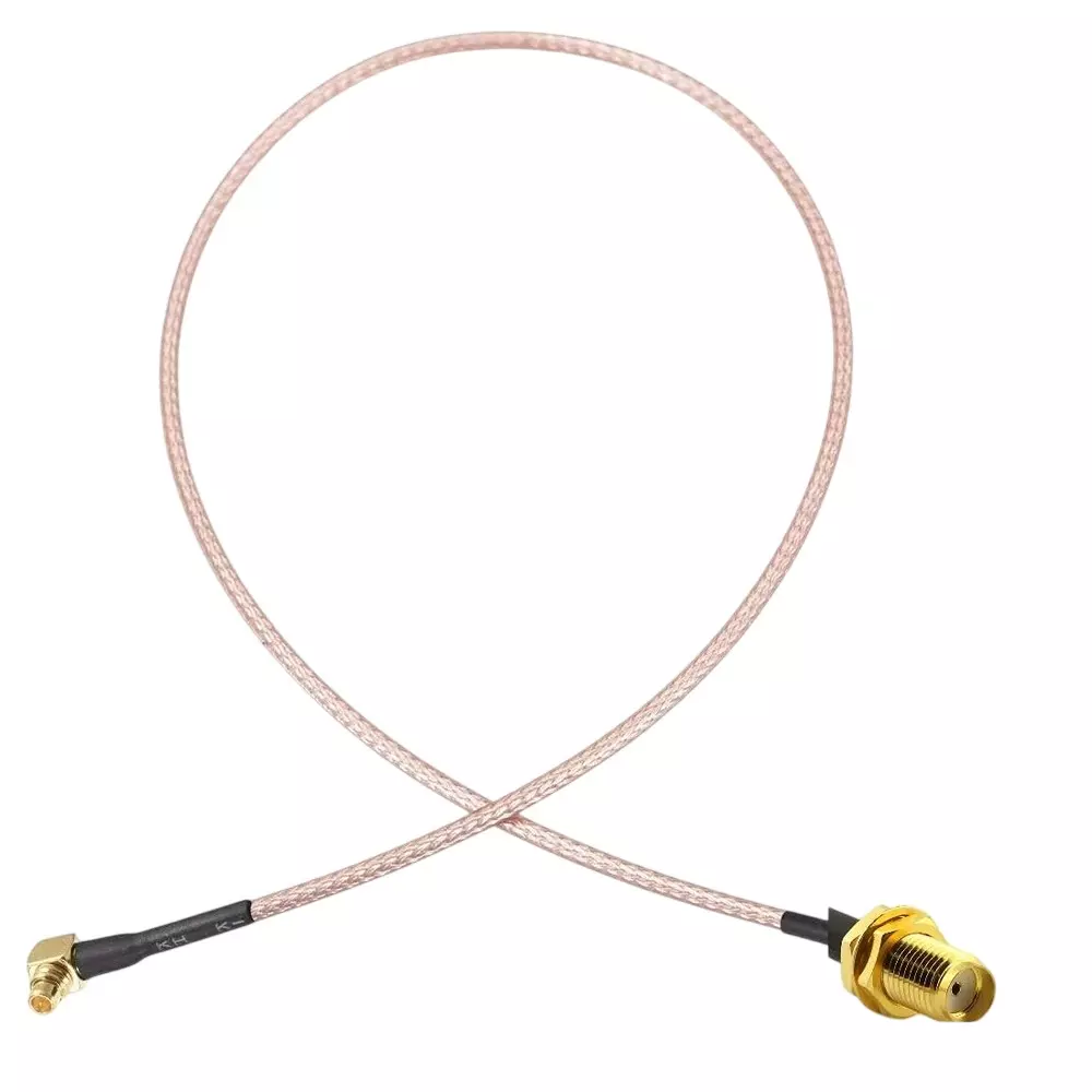 GENERIC RG-316 SMA Female to MMCX Male Right Angle Antenna RF Jumper Extension Coaxial Cable 45.72 cm (1.5 Ft) Length, CA0615