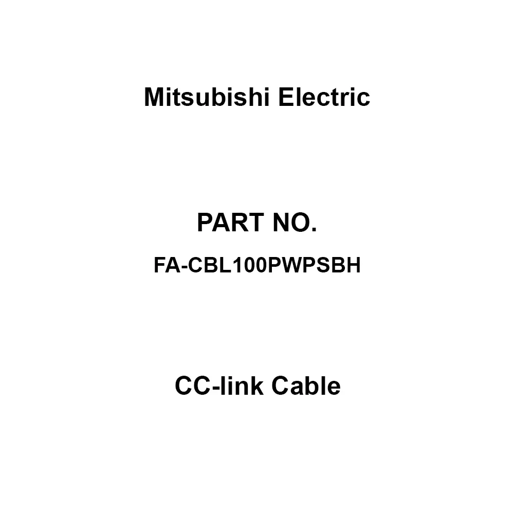 Mitsubishi Electric CC-link Cable 25.1 or less Ω / km Conductor Resistance 0.18 mm Wire Diameter, FA-CBL100PWPSBH