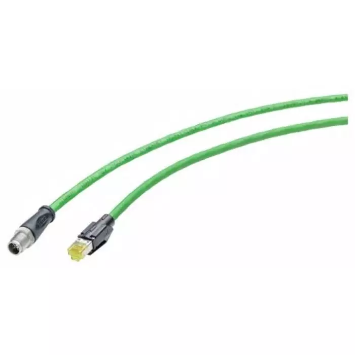 Siemens 5m Cat6a, Green M12 to Male RJ45, Aluminium foil with a Braided Tin-Plated copper wire screen Shielded, 6XV18785TH50