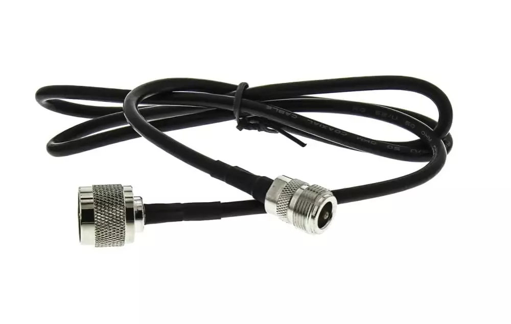 NBR RG-58 N Male to N Female Ultra Low Loss Coaxial Cable PVC Jacket Tinned Copper Conductor 50 Ω Impedance 91.44 cm (3 Ft), Black