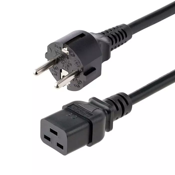 StarTech.com Right Angle CEE 7/7 Plug to Straight C19 Socket Power Cord 2 m, PXTEUC192M