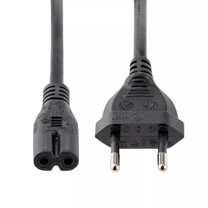 StarTech.com Straight CEE 7/16 Plug to Straight IEC C7 Socket Power Cord 1 m, PXTNB2SEU1M