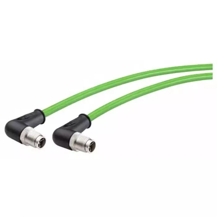 Siemens 15m Cat6a, Green M12 to Male M12, Aluminium Foil, Tinned Copper Braid Shielded, Terminated, 6XV1878-5GN15