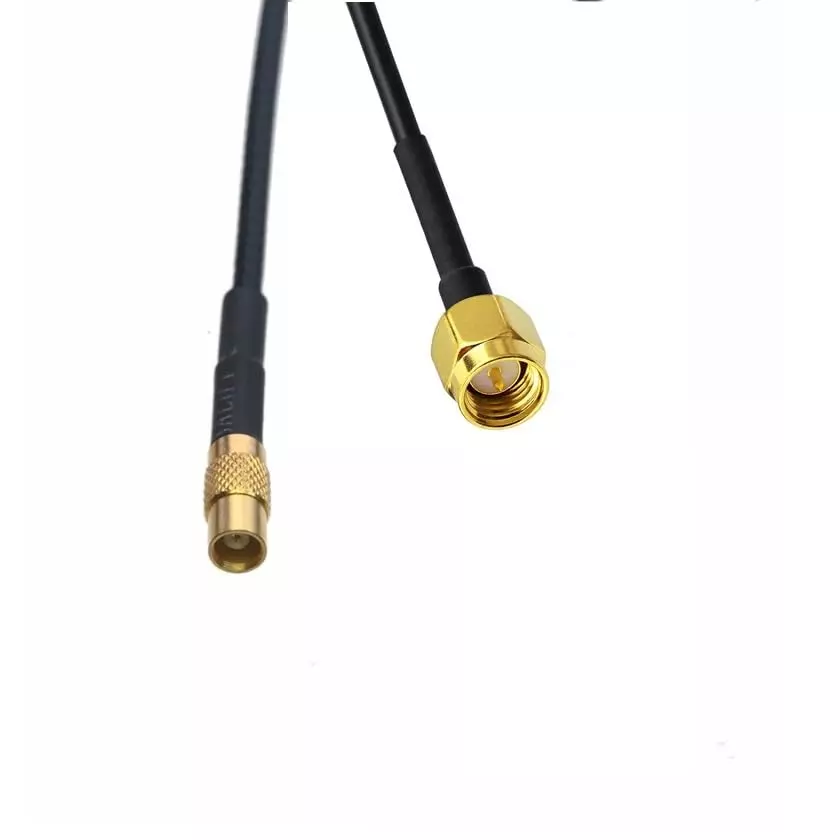 NBR RG-174 MCX Female to SMA Male Pigtail Jumper Coaxial Cable Pure Copper Conductor 50 Ω Impedance 15 cm, Black