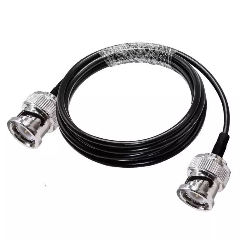 NBR RG-174 BNC Male to BNC Male Video Coaxial Cable PVC Jacket Nickel Plated Brass Conductor 75 Ω Impedance 8 m, Black