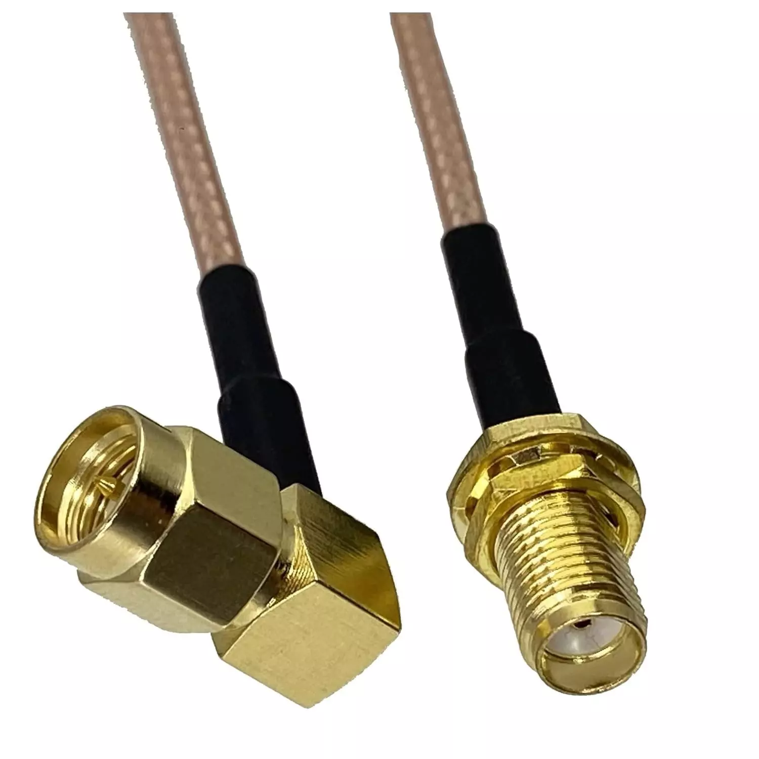 NBR RG-316 SMA Male Right Angle 90° to SMA Female Straight Low Loss Coaxial Jumper Cable 50 Ω Impedance 45.72 cm (1.5 Ft), Multi Color