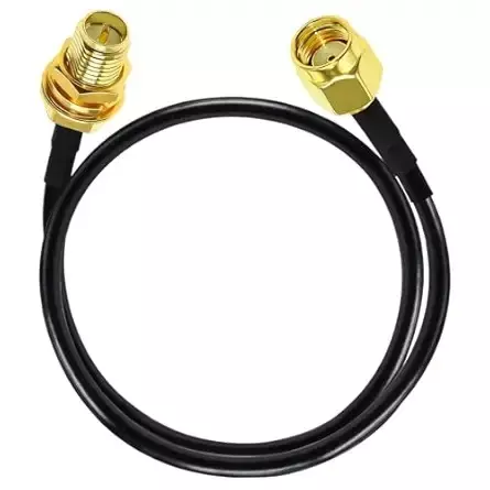 NBR RG-174 RP-SMA Male to RP-SMA Female Low Loss Coxial Extension WiFi Antenna Cable 50 Ω Impedance 1.5 m, Black