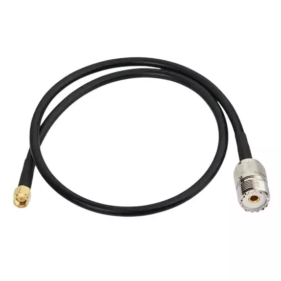 GENERIC RG-58 SMA Male to UHF SO-239 Female Antenna Pigtail RF Coaxial Cable 1 m Length, Black
