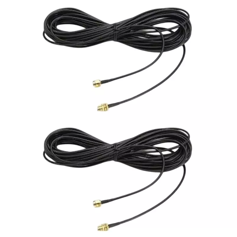 GENERIC RG-174 SMA Male to SMA Female Low Loss Coaxial Jumper RF Antenna Cable 5 m Length Black, CA0067-2 (Pack of 2 Pcs)