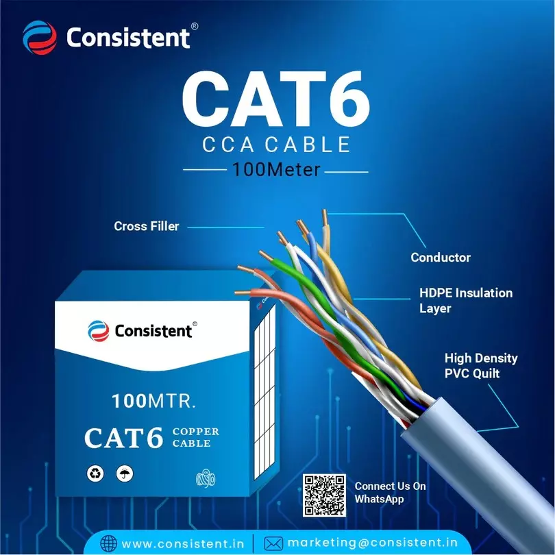 Consistent CAT6 Networking Cable 100 m Copper Cable Blue, Consistent
