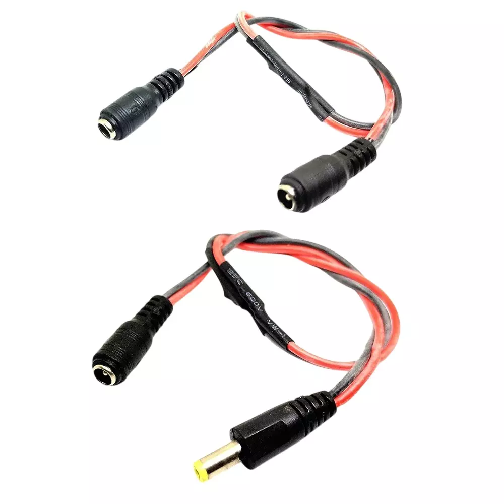 Invento DC Jack Plug Silicone Power Cable Female to Female + Male to Female 300 mm Length 20 AWG Tinned Copper Conductor, ISC 3006-F1 (Pack of 2 Pairs)