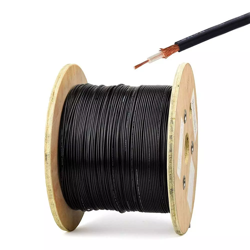 NBR RG-174 Low Loss Flexible Coaxial Cable PVC Jacket PE Insulation 3 m without Connector, Black