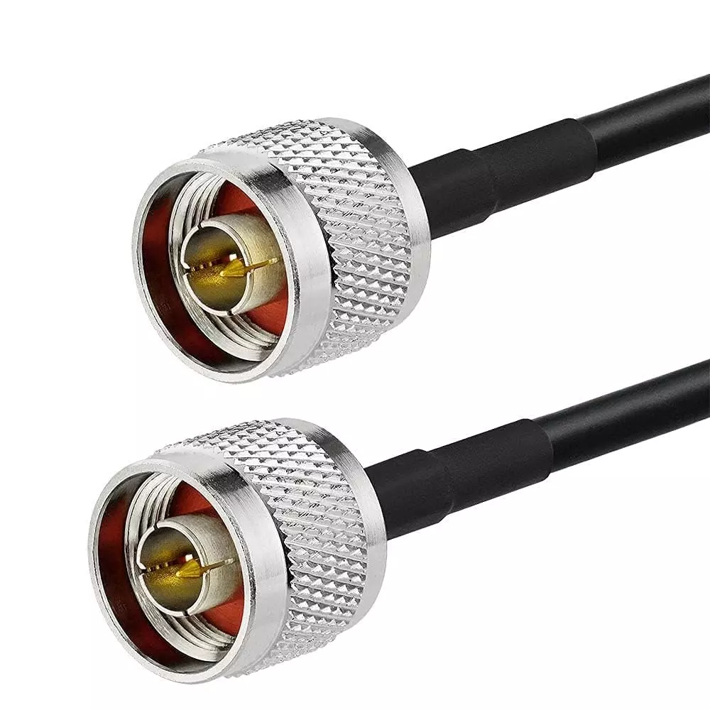 NBR RG-58 N-Male to N-Male Coaxial Extension Cable PVC Jacket Tinned Copper Conductor 50 Ω Impedance 3 m, Black